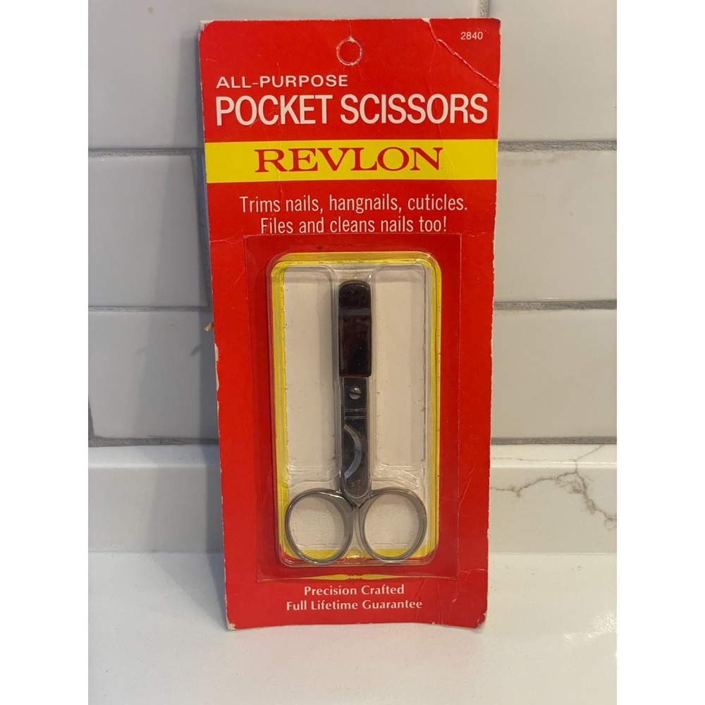 Vintage Revlon Pocket Scissors Nails Cuticle Hangnail Files Cleans 2840 New